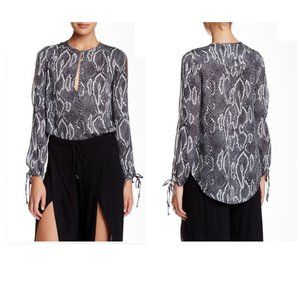Haute Hippie XS Silk Black/Ivory Python Snake Top